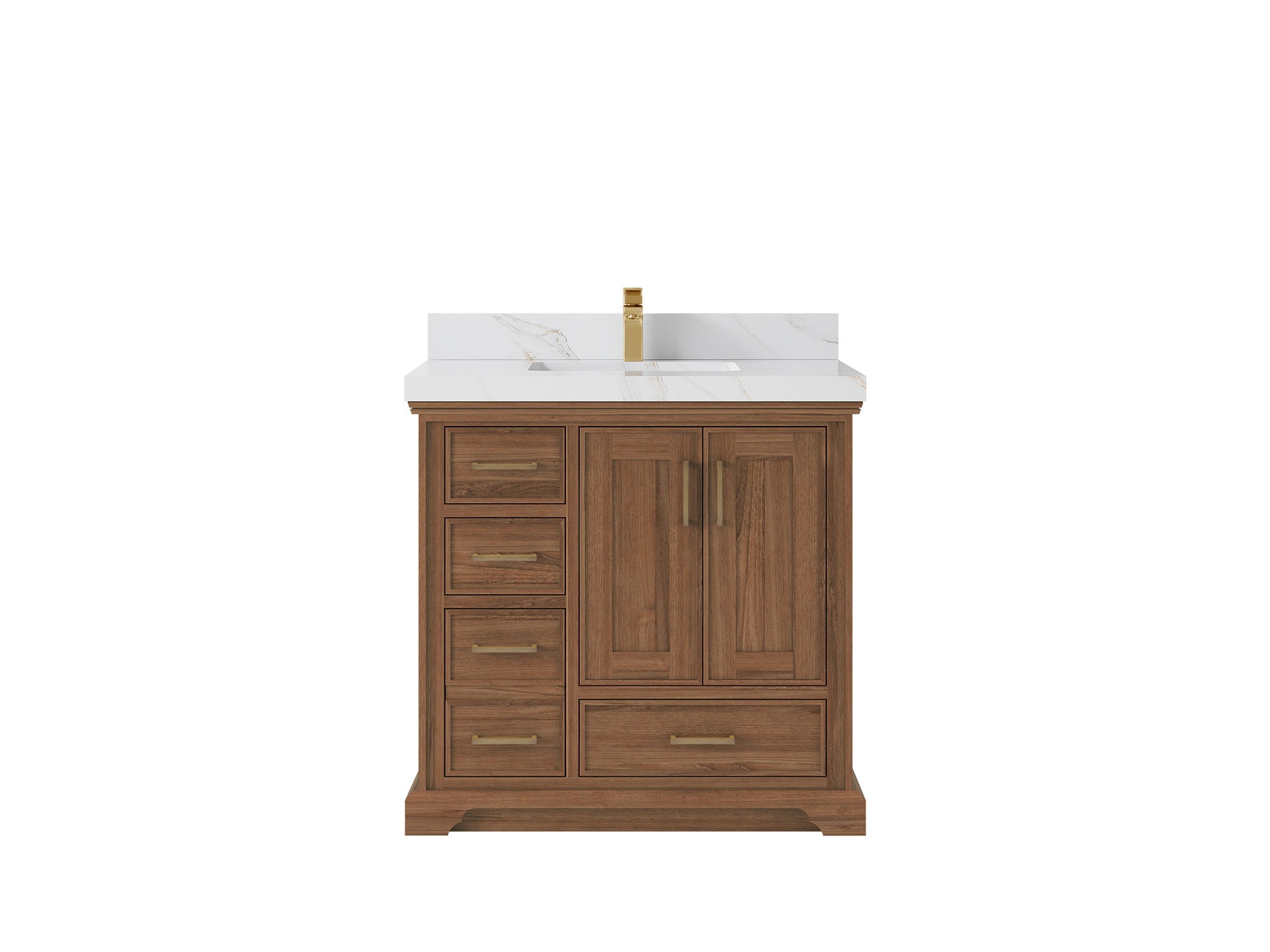 Charlotte Teak Wood 36 in. W x 22 in. D Center Sink Bathroom Vanity - Willow Bath and Vanity