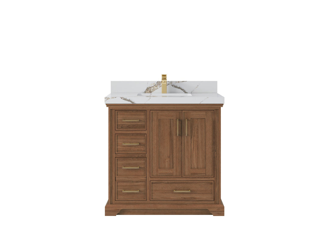 Charlotte Teak Wood 36 in. W x 22 in. D Center Sink Bathroom Vanity - Willow Bath and Vanity