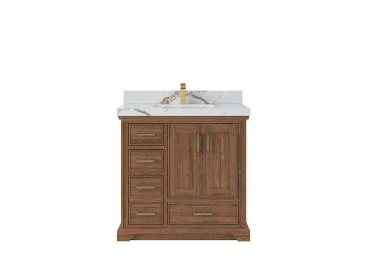 Charlotte Teak Wood 36 in. W x 22 in. D Center Sink Bathroom Vanity - photo 10