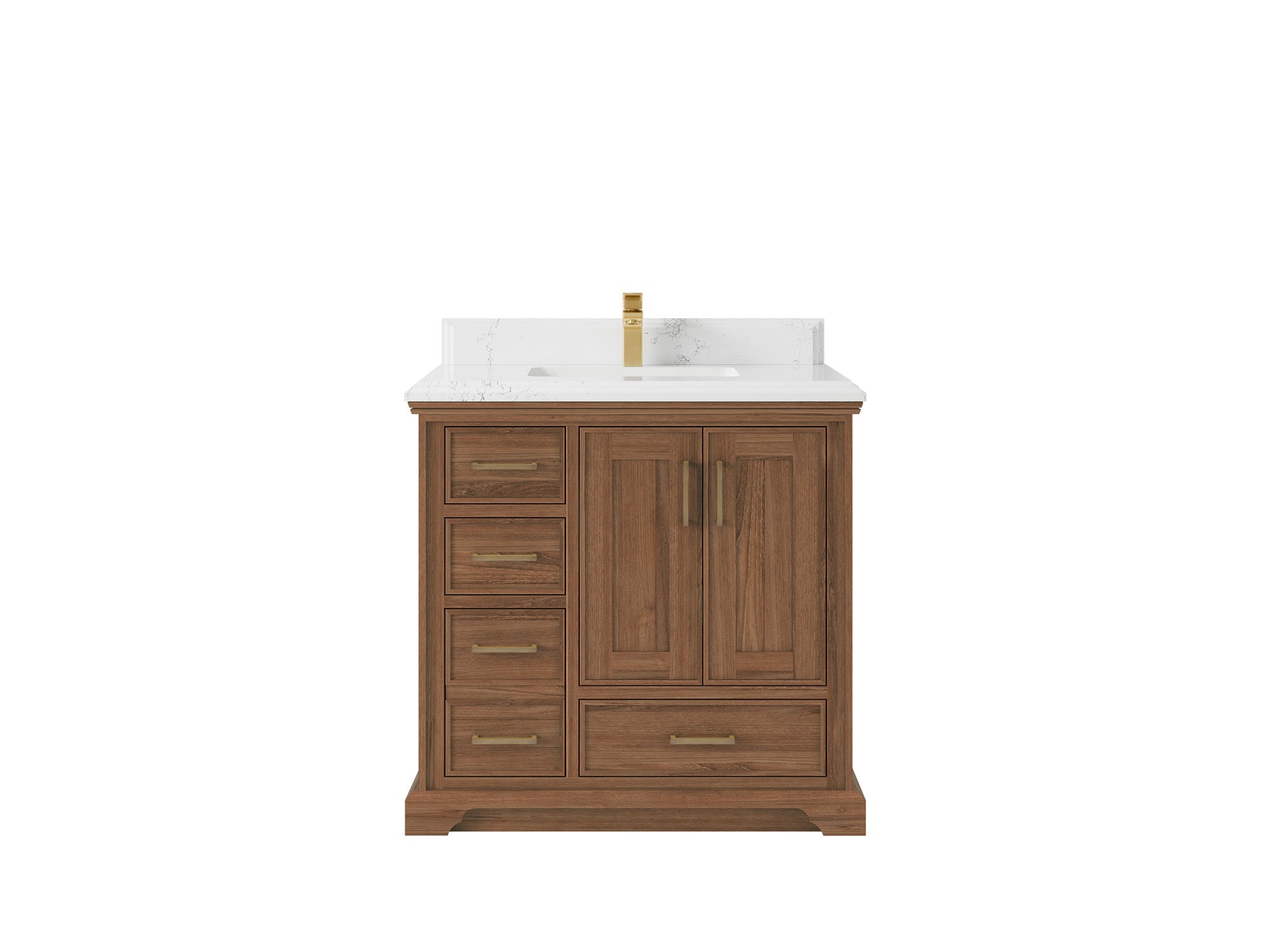 Charlotte Teak Wood 36 in. W x 22 in. D Center Sink Bathroom Vanity - Willow Bath and Vanity