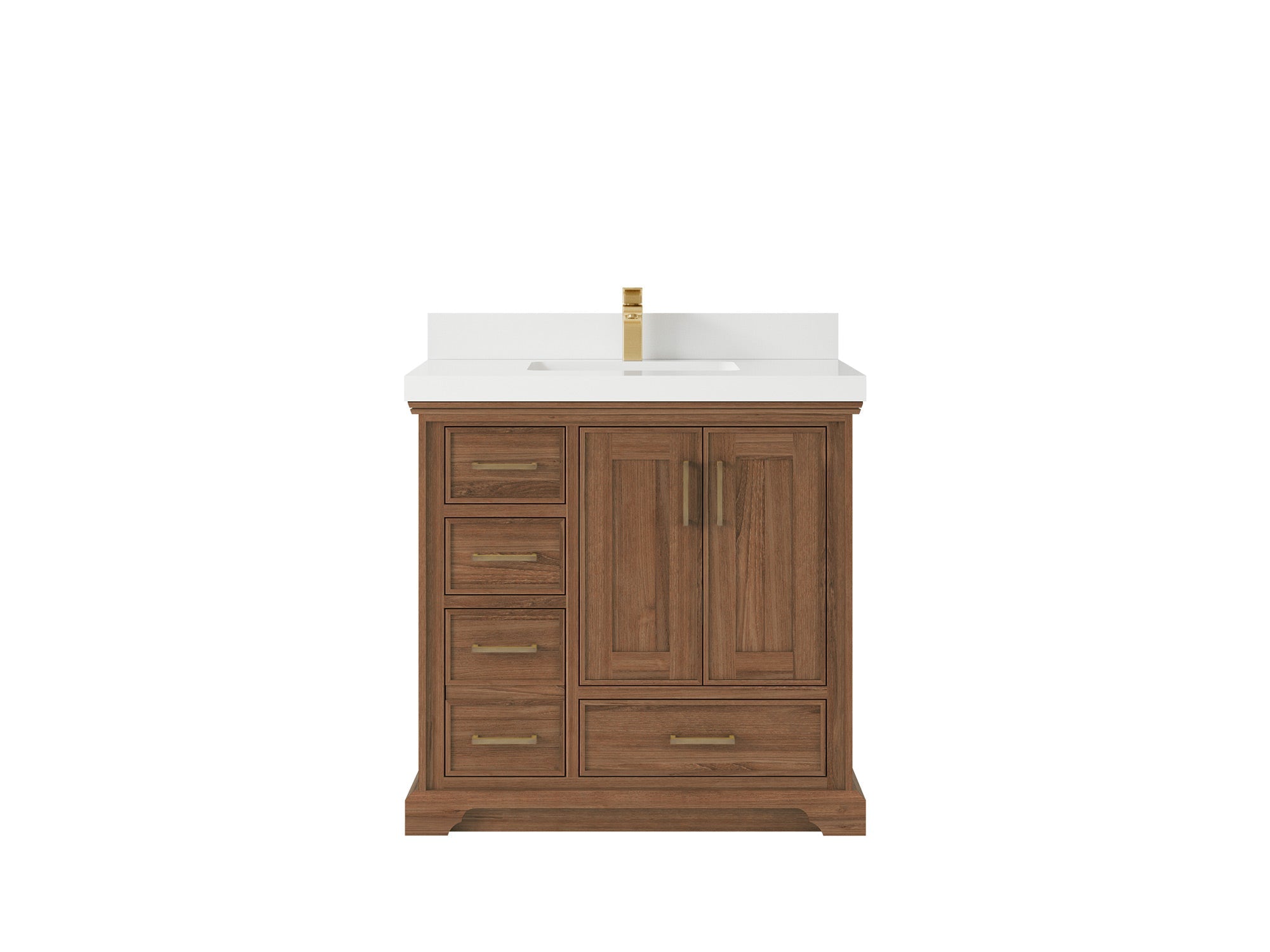 Charlotte Teak Wood 36 in. W x 22 in. D Center Sink Bathroom Vanity - Willow Bath and Vanity