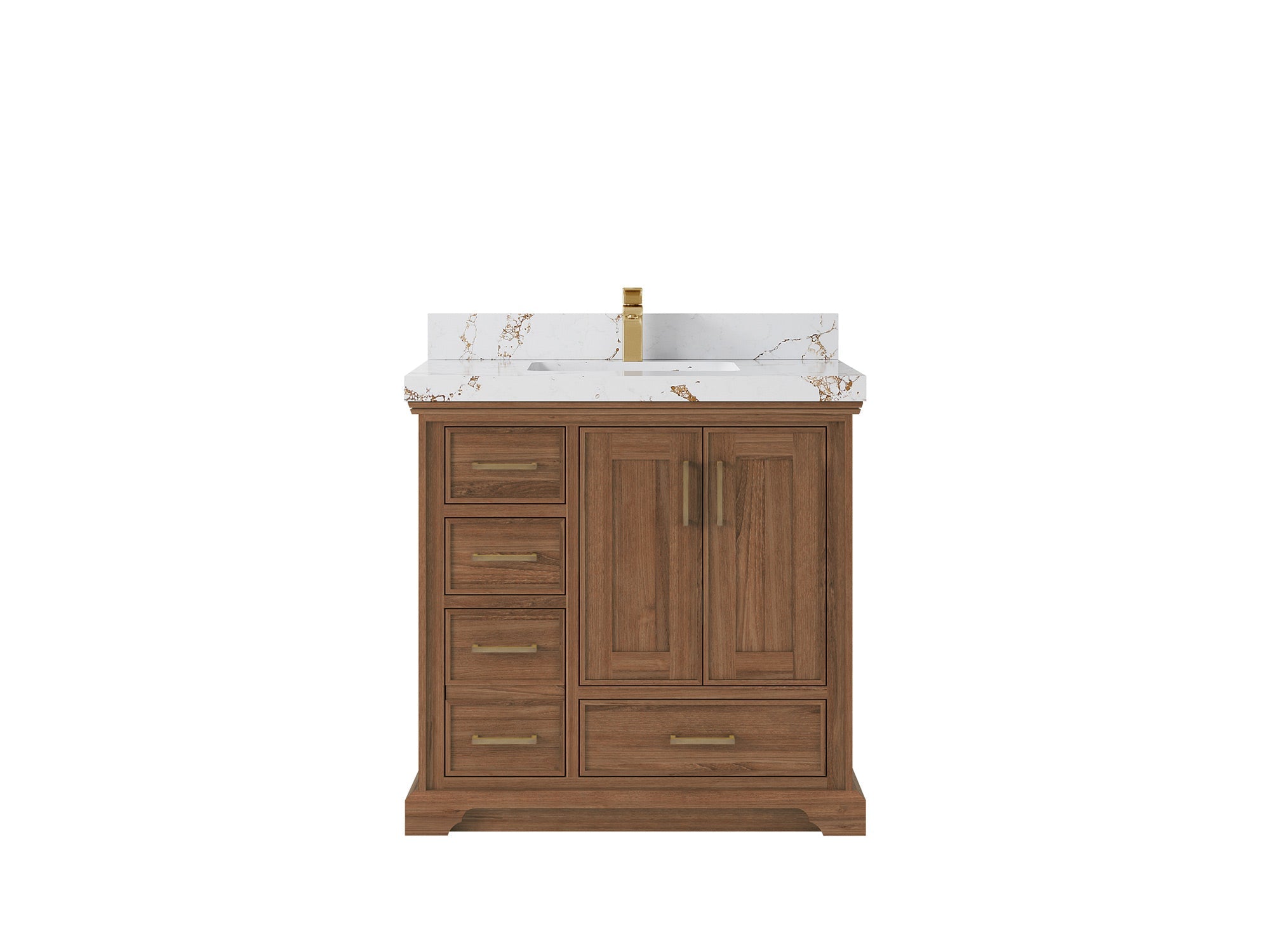 Charlotte Teak Wood 36 in. W x 22 in. D Center Sink Bathroom Vanity - Willow Bath and Vanity