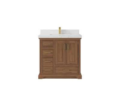 Charlotte Teak Wood 36 in. W x 22 in. D Center Sink Bathroom Vanity - Willow Bath and Vanity