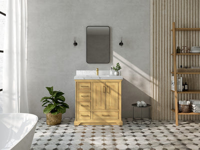 Charlotte Teak Wood 36" W x 22" D Center Sink Vanity for Timeless Bathrooms - Willow Bath and Vanity