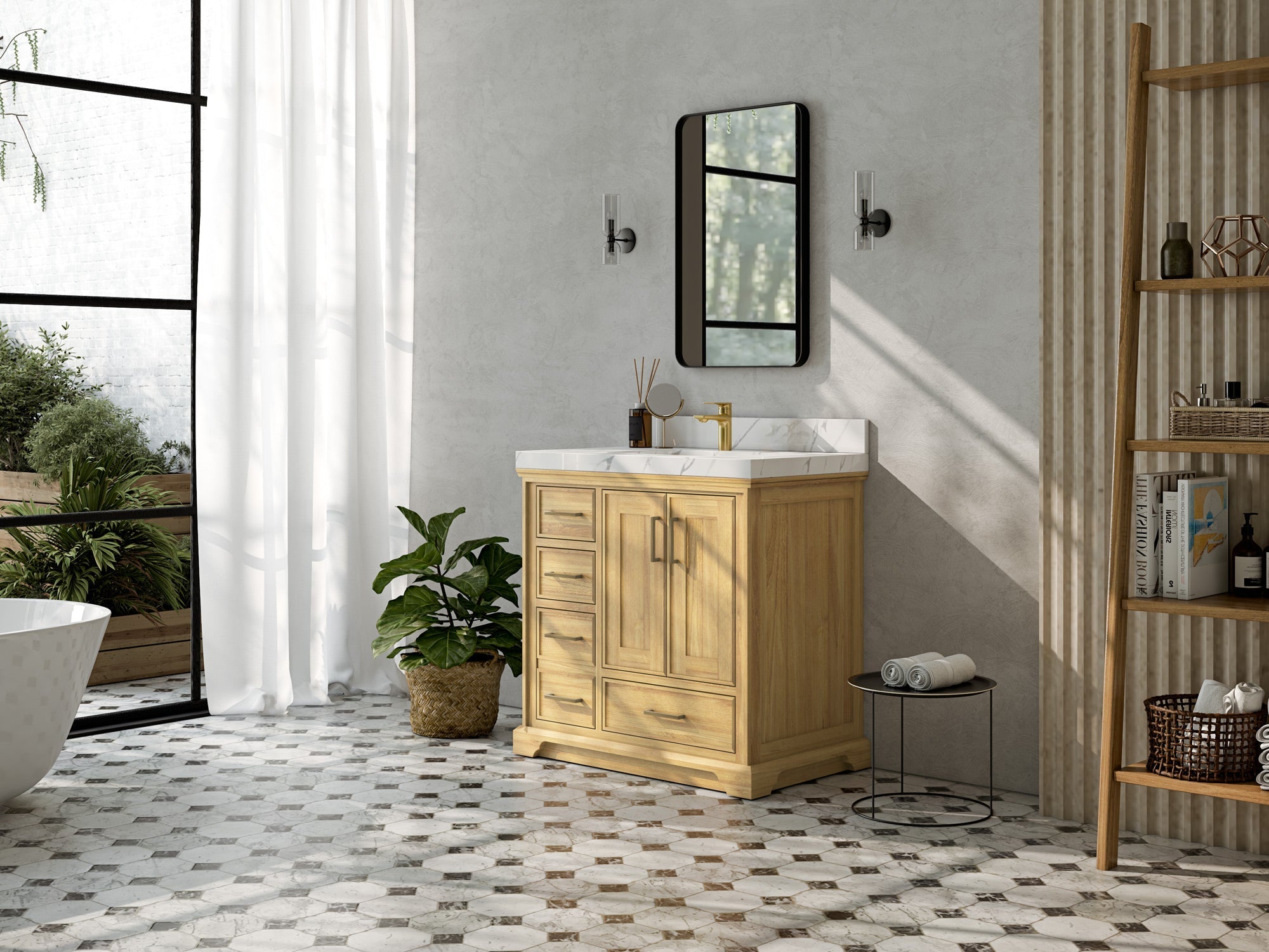 Charlotte Teak Wood 36" W x 22" D Center Sink Vanity for Timeless Bathrooms - Willow Bath and Vanity