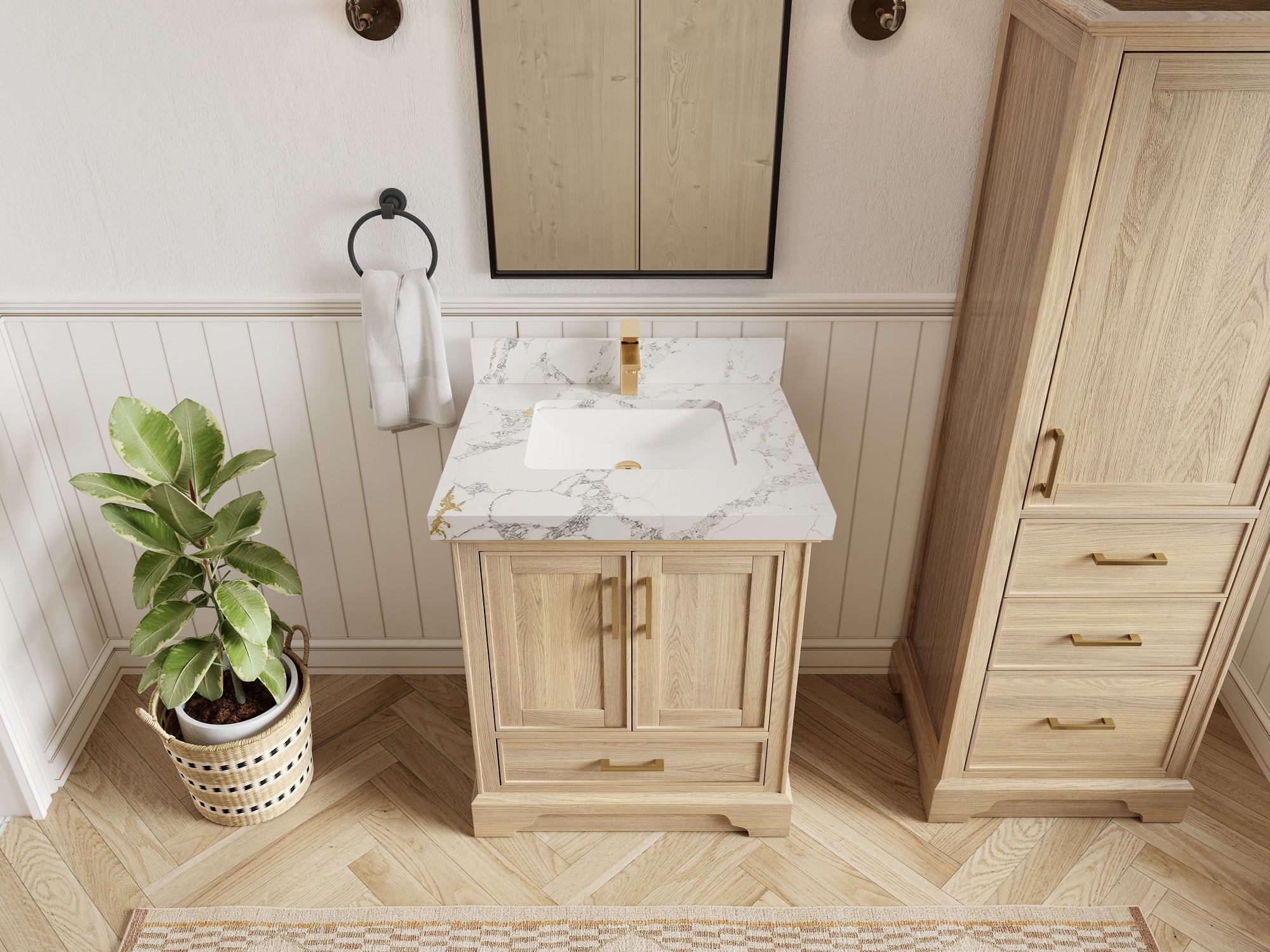 Charlotte White Oak 30 in. W x 22 in. D Single Sink Bathroom Vanity - Willow Bath and Vanity