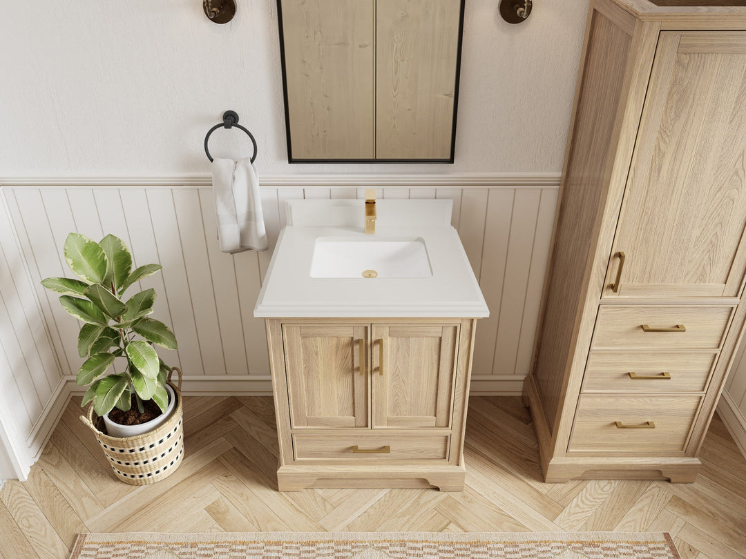 Charlotte White Oak 30 in. W x 22 in. D Single Sink Bathroom Vanity - Willow Bath and Vanity