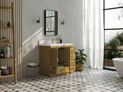 Charlotte White Oak 36 in. W x 22 in. D Center Sink Bathroom Vanity - photo 3
