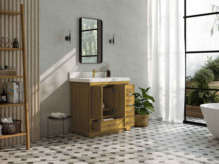 Charlotte White Oak 36 in. W x 22 in. D Center Sink Bathroom Vanity - photo 3