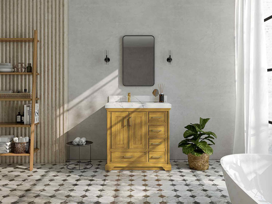 Charlotte White Oak 36 in. W x 22 in. D Center Sink Bathroom Vanity - Willow Bath and Vanity