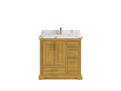 Charlotte White Oak 36 in. W x 22 in. D Center Sink Bathroom Vanity - Willow Bath and Vanity