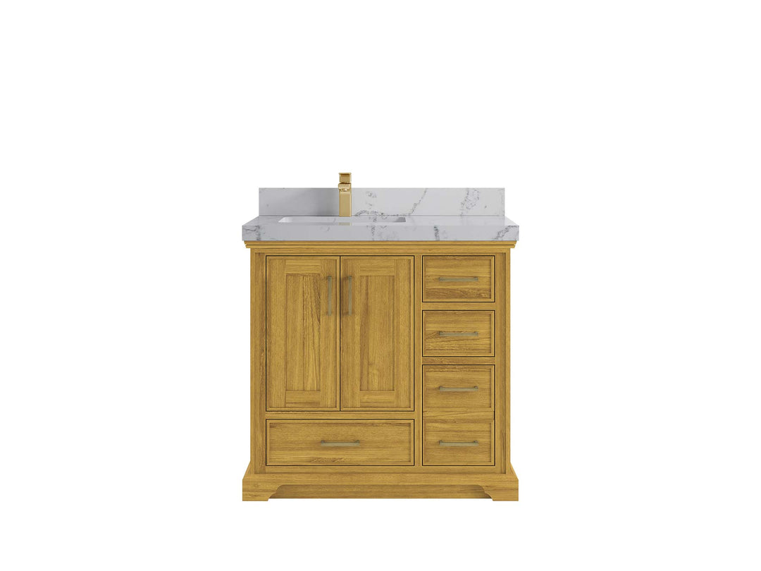 Charlotte White Oak 36 in. W x 22 in. D Left Offset Sink Bathroom Vanity - Willow Bath and Vanity