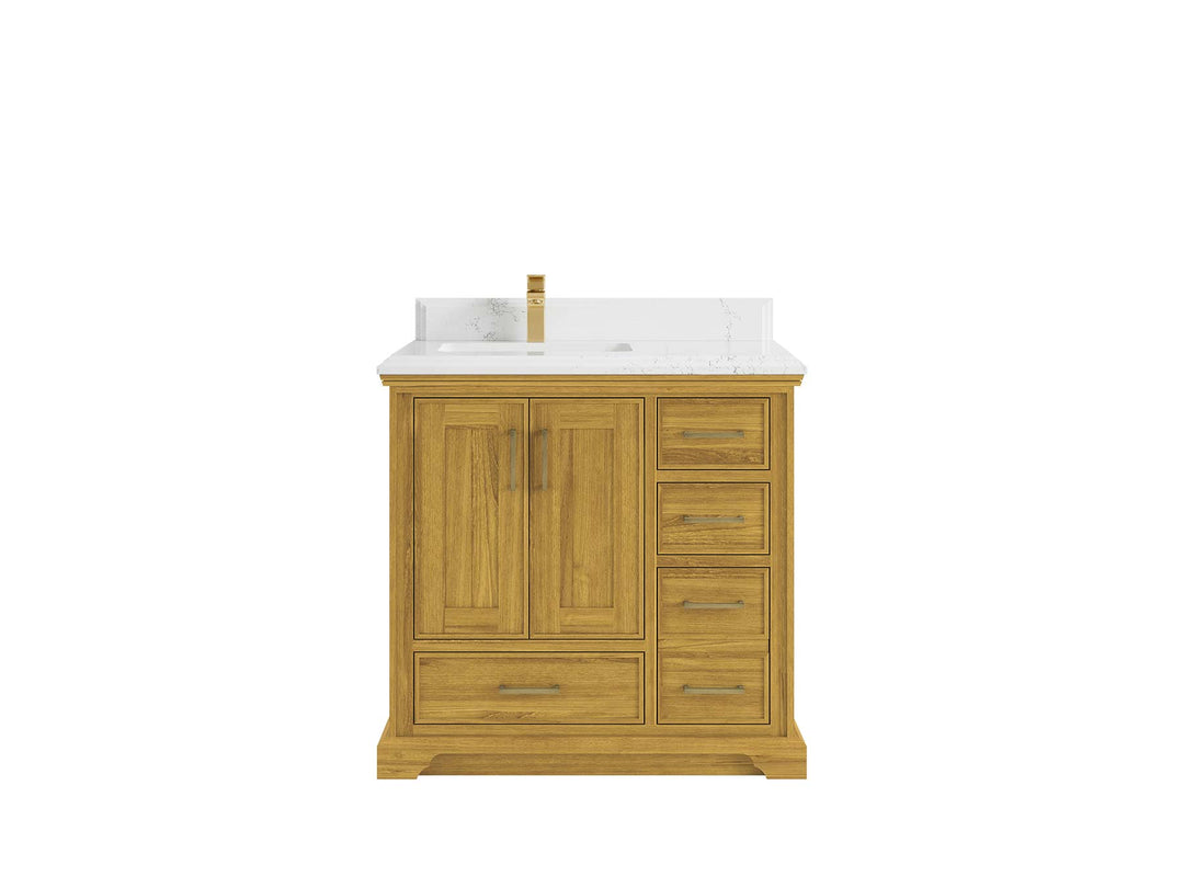 Charlotte White Oak 36 in. W x 22 in. D Left Offset Sink Bathroom Vanity - Willow Bath and Vanity