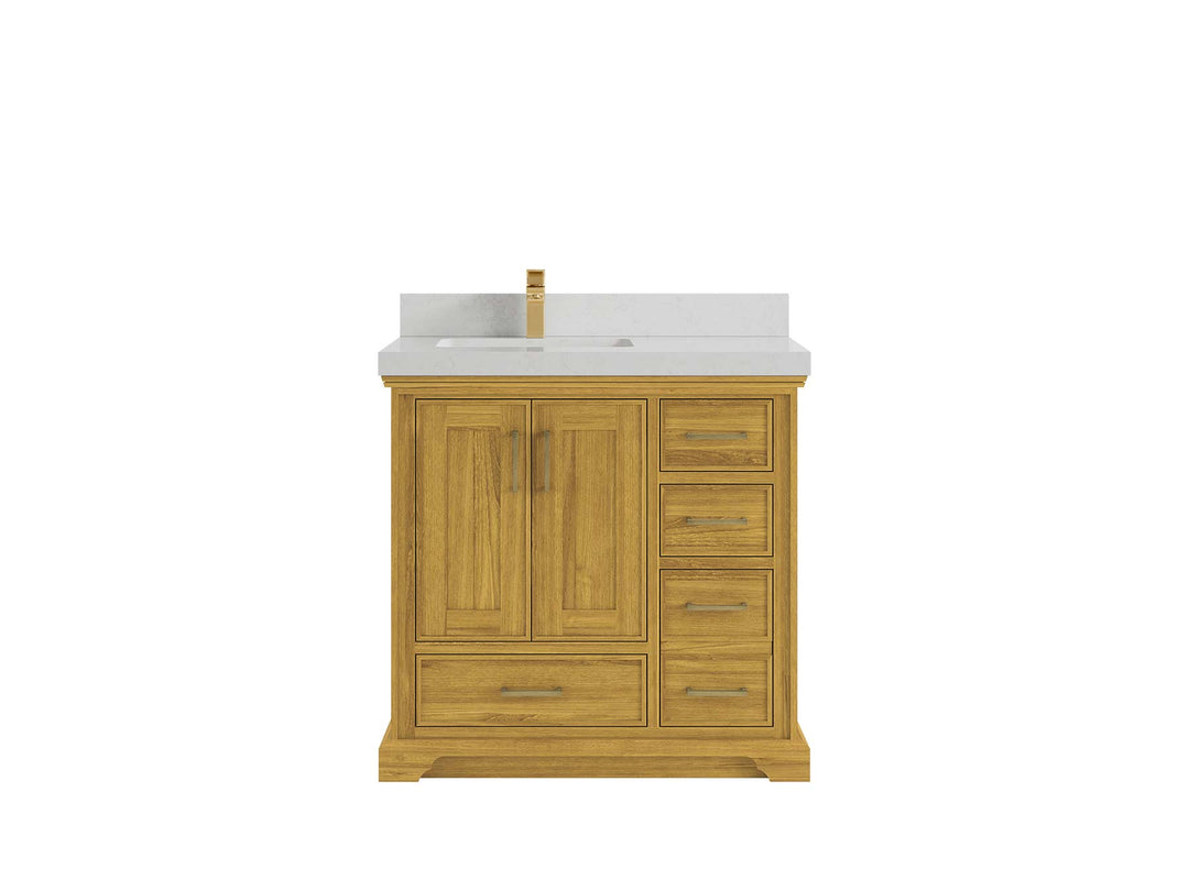 Charlotte White Oak 36 in. W x 22 in. D Left Offset Sink Bathroom Vanity - Willow Bath and Vanity
