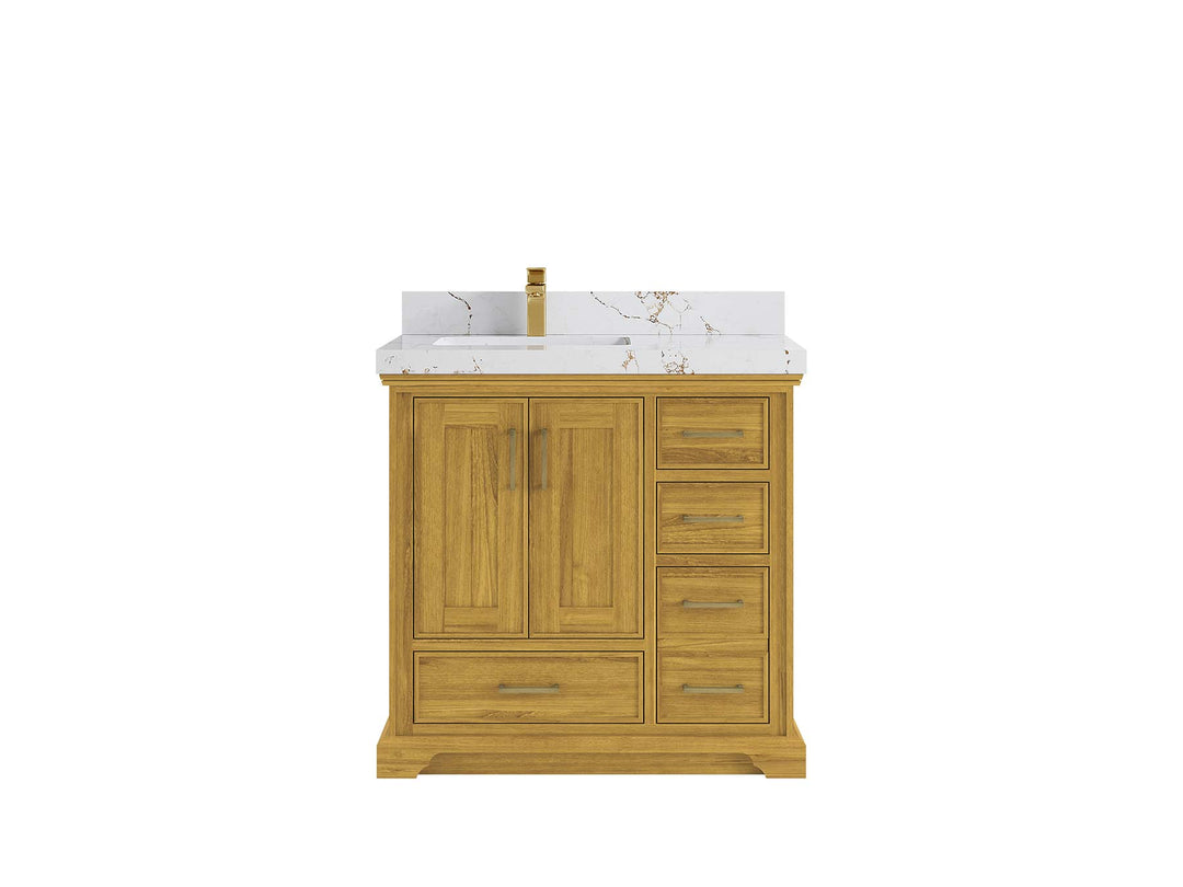 Charlotte White Oak 36 in. W x 22 in. D Left Offset Sink Bathroom Vanity - Willow Bath and Vanity