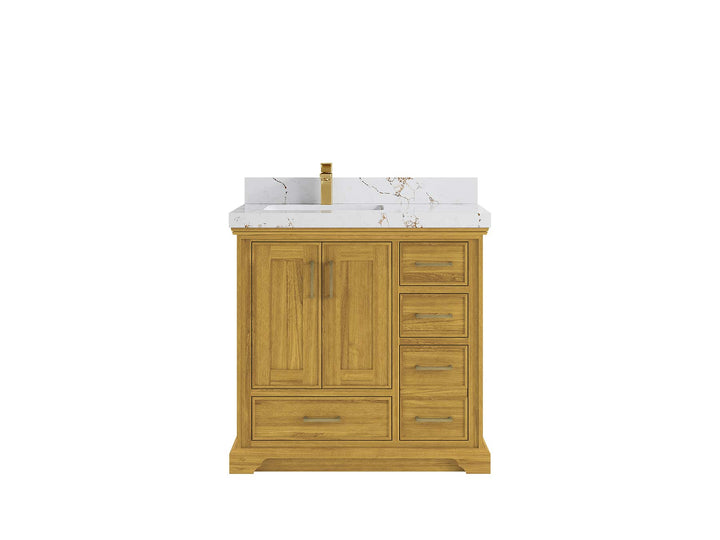Charlotte White Oak 36 in. W x 22 in. D Left Offset Sink Bathroom Vanity - photo 23