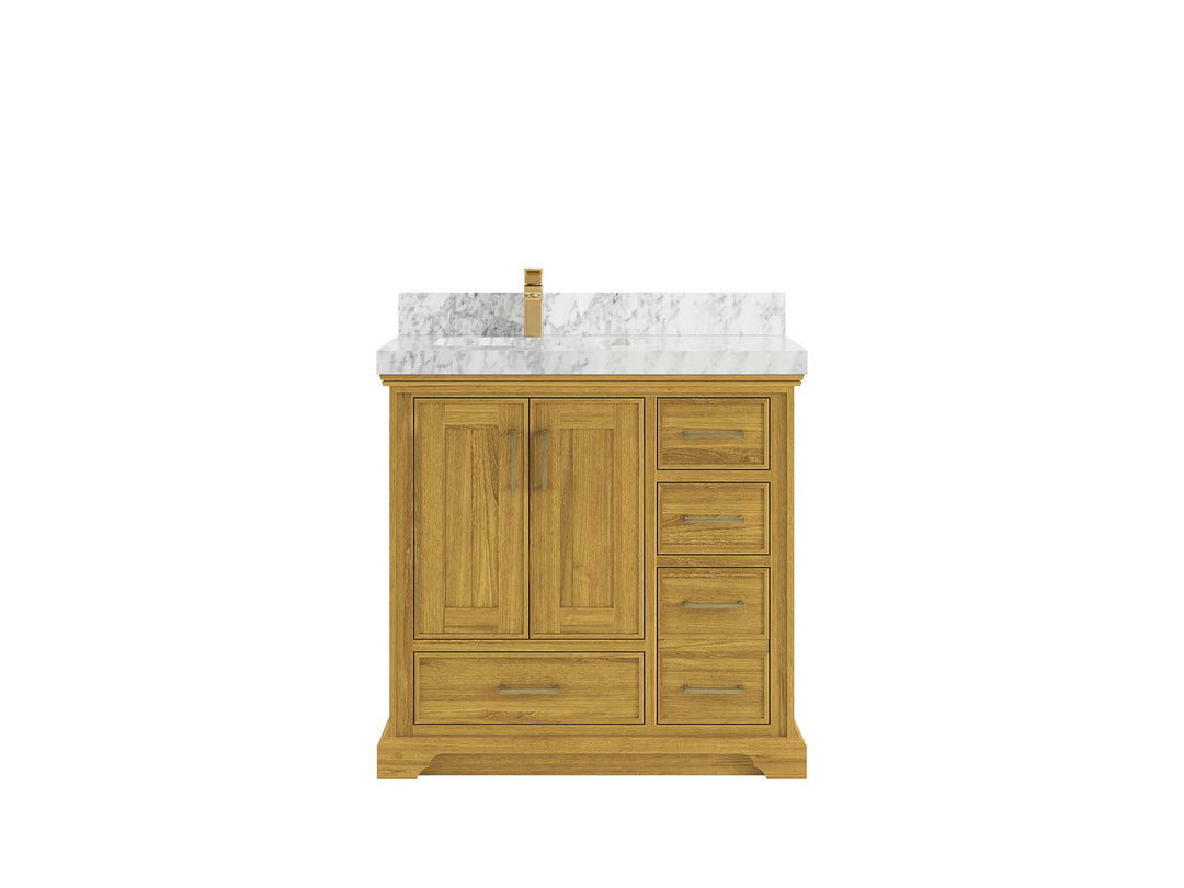 Charlotte White Oak 36 in. W x 22 in. D Left Offset Sink Bathroom Vanity - Willow Bath and Vanity