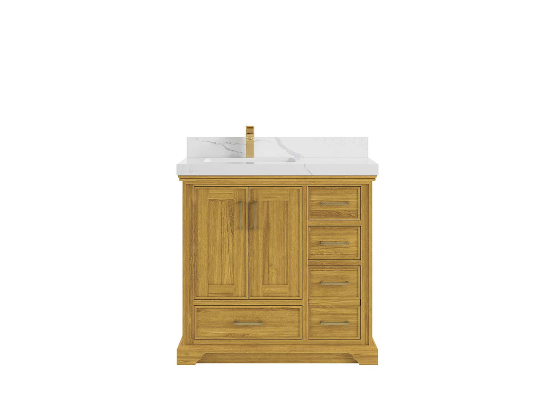 Charlotte White Oak 36 in. W x 22 in. D Left Offset Sink Bathroom Vanity - Willow Bath and Vanity