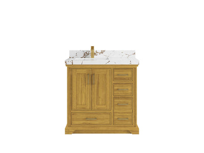 Charlotte White Oak 36 in. W x 22 in. D Left Offset Sink Bathroom Vanity - Willow Bath and Vanity