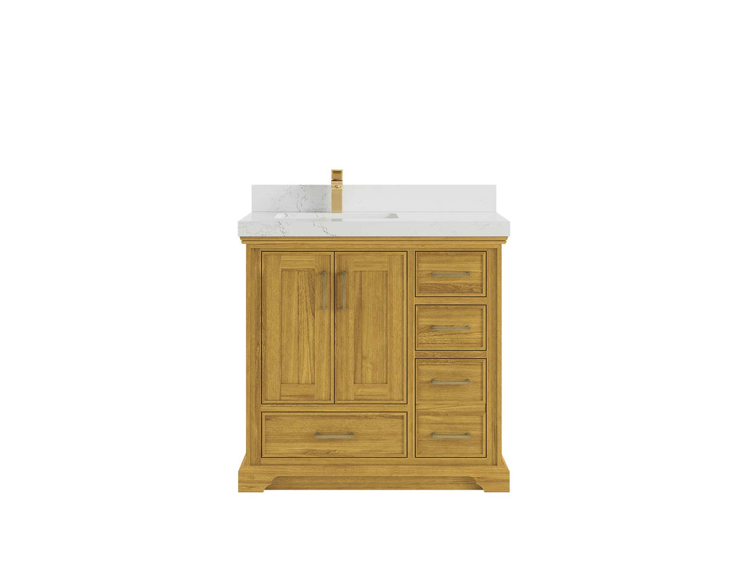 Charlotte White Oak 36 in. W x 22 in. D Left Offset Sink Bathroom Vanity - Willow Bath and Vanity