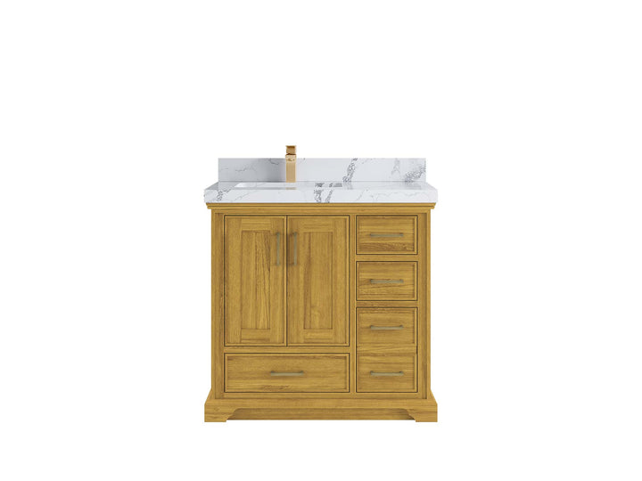 Charlotte White Oak 36 in. W x 22 in. D Left Offset Sink Bathroom Vanity - photo 16