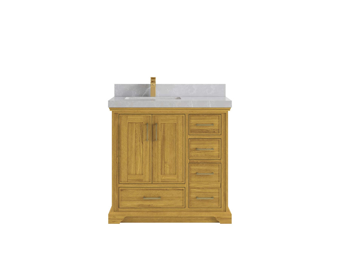 Charlotte White Oak 36 in. W x 22 in. D Left Offset Sink Bathroom Vanity - Willow Bath and Vanity
