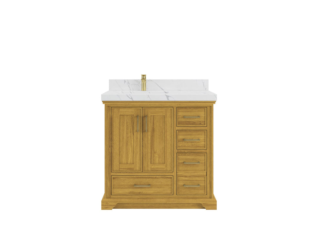 Charlotte White Oak 36 in. W x 22 in. D Left Offset Sink Bathroom Vanity - Willow Bath and Vanity