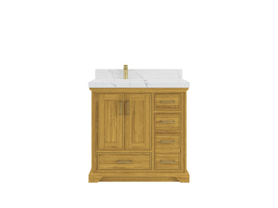 Charlotte White Oak 36 in. W x 22 in. D Left Offset Sink Bathroom Vanity - Willow Bath and Vanity