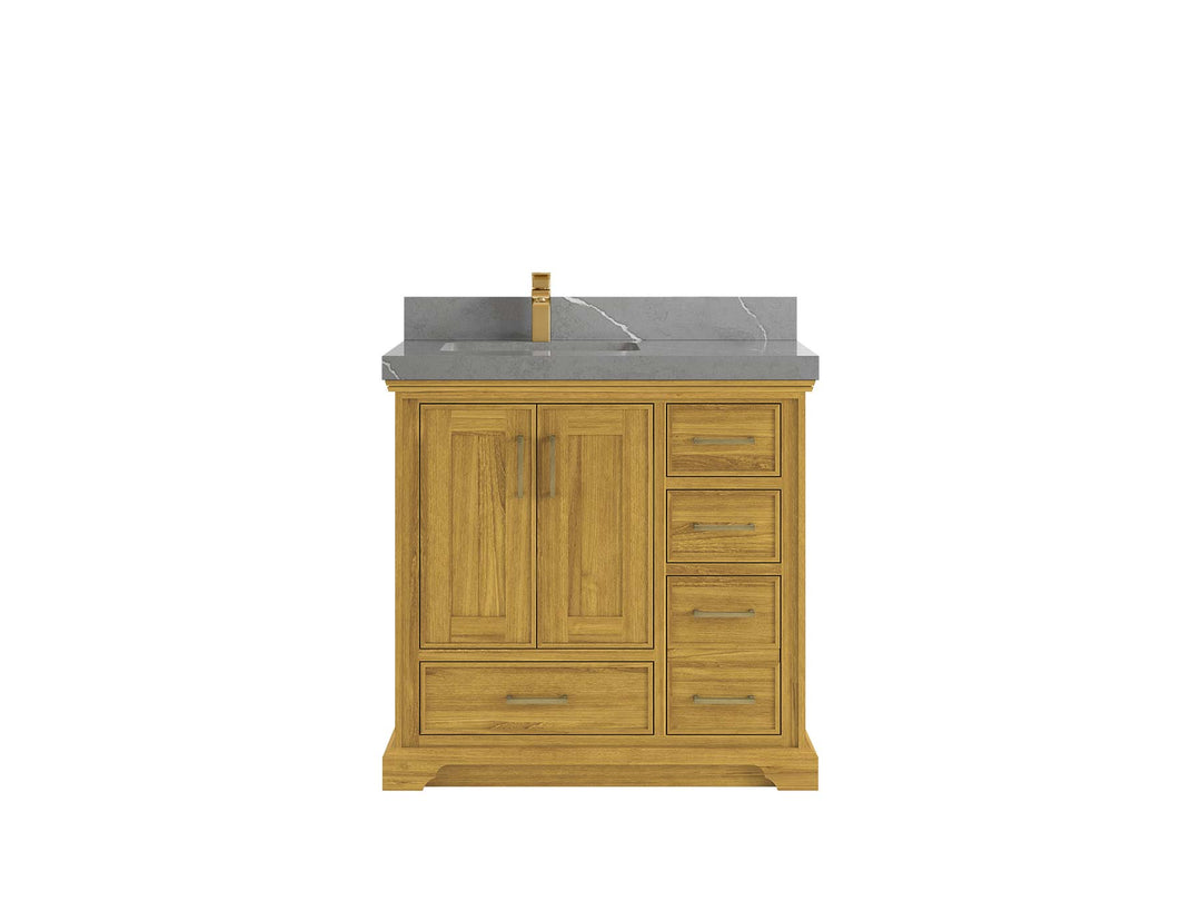 Charlotte White Oak 36 in. W x 22 in. D Left Offset Sink Bathroom Vanity - Willow Bath and Vanity