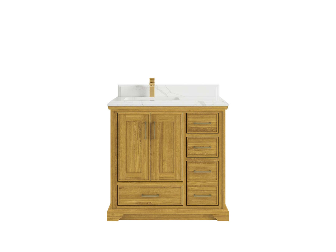 Charlotte White Oak 36 in. W x 22 in. D Left Offset Sink Bathroom Vanity - Willow Bath and Vanity