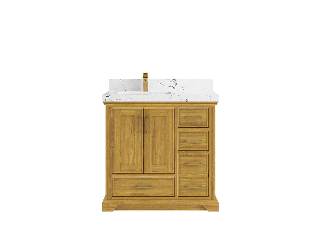 Charlotte White Oak 36 in. W x 22 in. D Left Offset Sink Bathroom Vanity - Willow Bath and Vanity