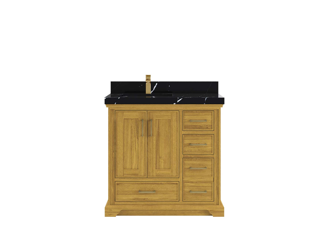 Charlotte White Oak 36 in. W x 22 in. D Left Offset Sink Bathroom Vanity - Willow Bath and Vanity
