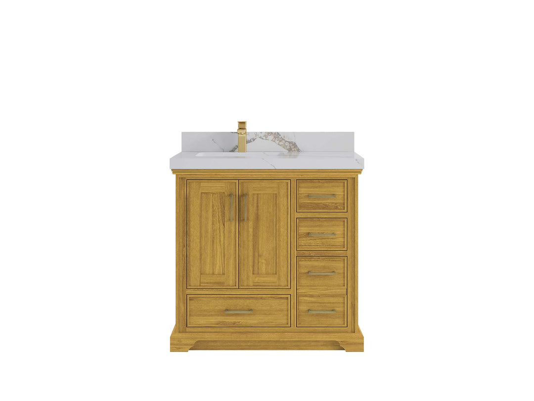 Charlotte White Oak 36 in. W x 22 in. D Left Offset Sink Bathroom Vanity - Willow Bath and Vanity