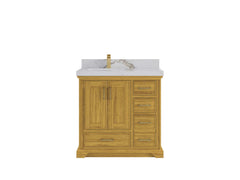 Charlotte White Oak 36 in. W x 22 in. D Left Offset Sink Bathroom Vanity - photo 9