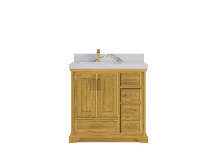 Charlotte White Oak 36 in. W x 22 in. D Left Offset Sink Bathroom Vanity - photo 9