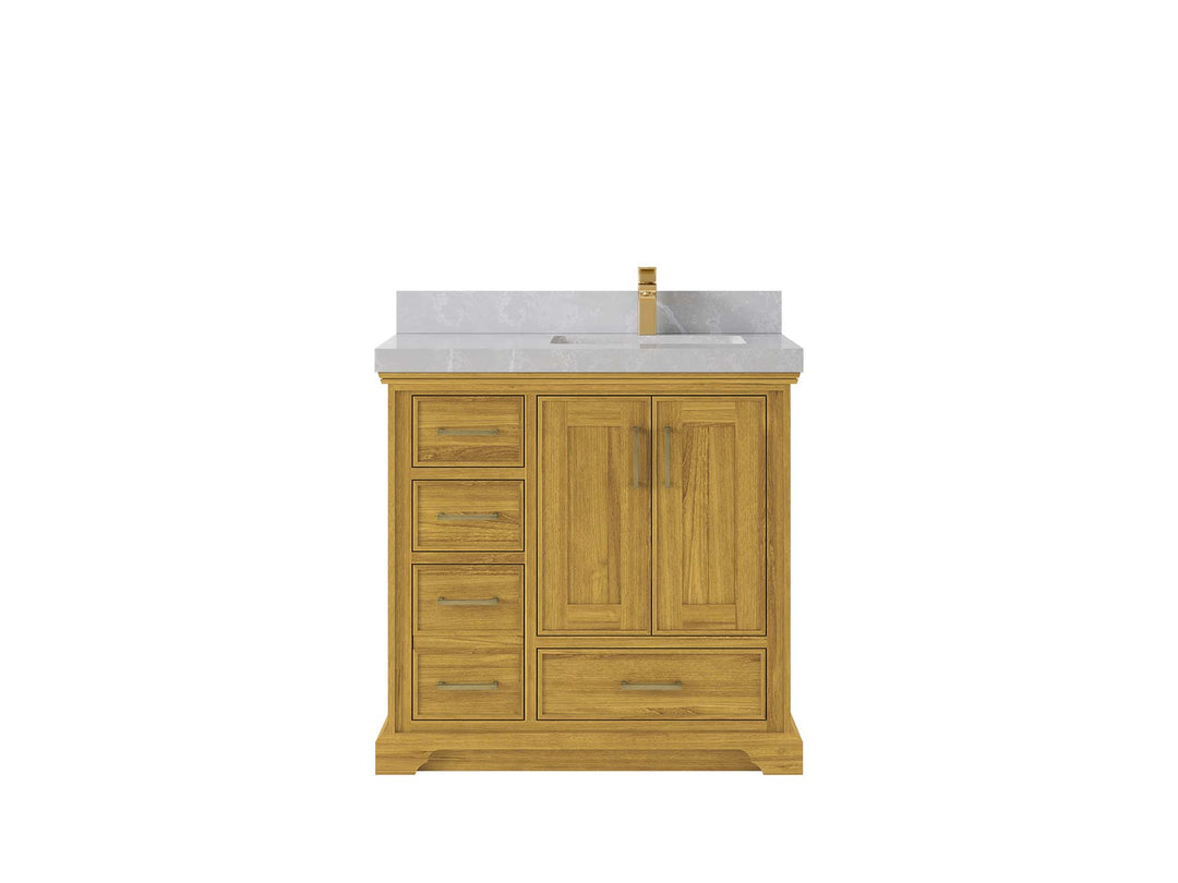Charlotte White Oak 36 in. W x 22 in. D Right Offset Sink Bathroom Vanity - Willow Bath and Vanity