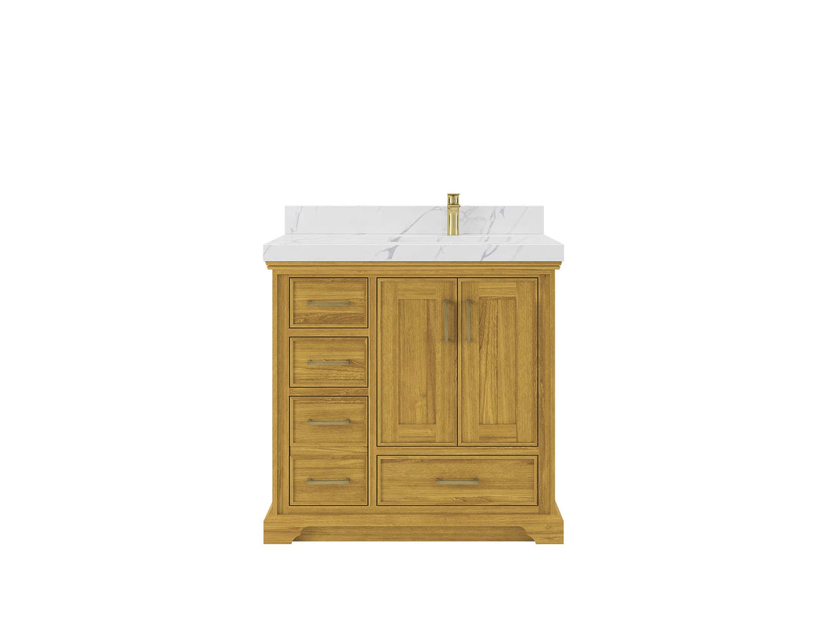 Charlotte White Oak 36 in. W x 22 in. D Right Offset Sink Bathroom Vanity - Willow Bath and Vanity