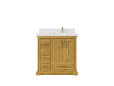 Charlotte White Oak 36 in. W x 22 in. D Right Offset Sink Bathroom Vanity - Willow Bath and Vanity