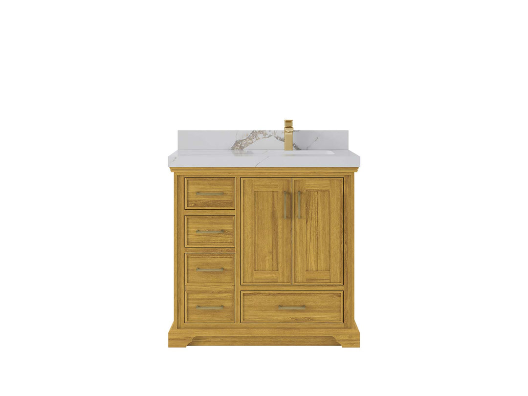 Charlotte White Oak 36 in. W x 22 in. D Right Offset Sink Bathroom Vanity - Willow Bath and Vanity