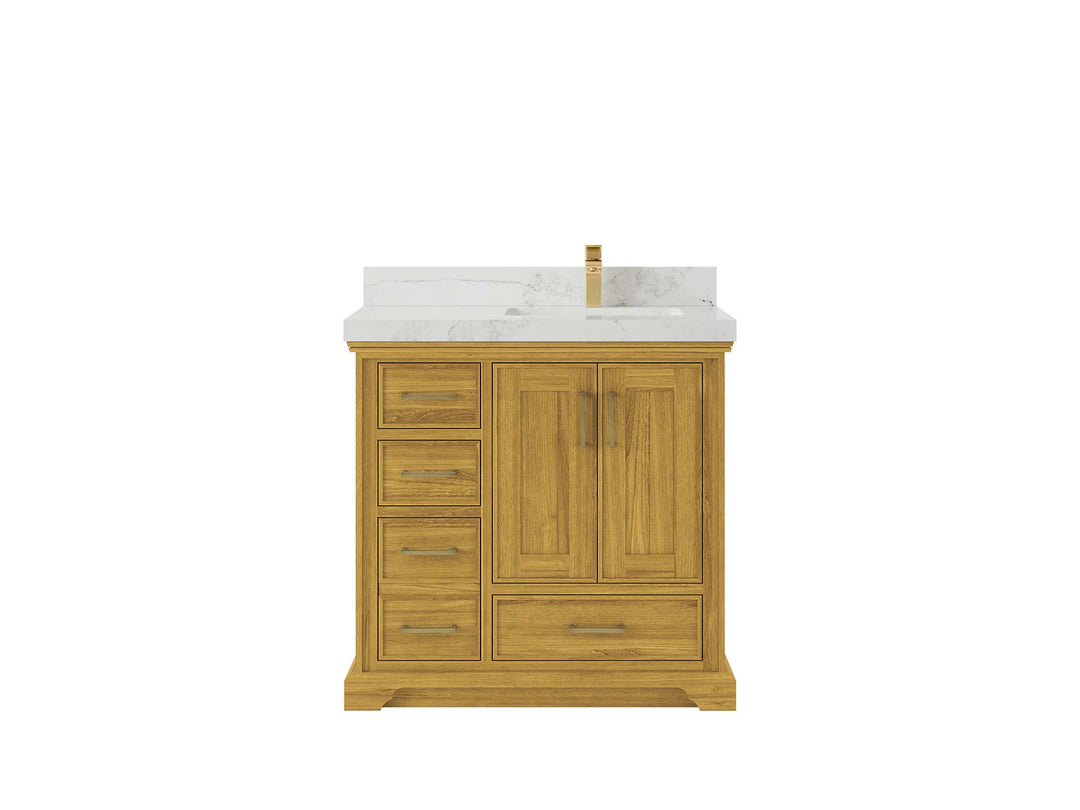 Charlotte White Oak 36 in. W x 22 in. D Right Offset Sink Bathroom Vanity - Willow Bath and Vanity