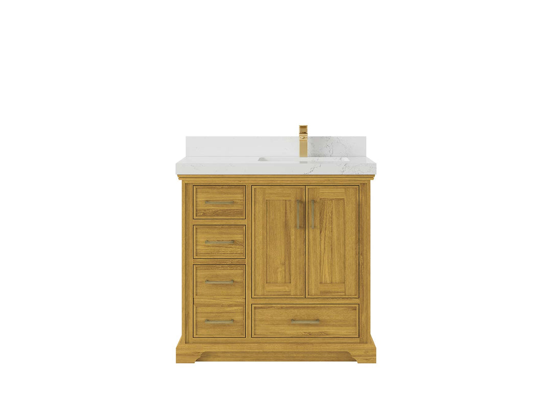 Charlotte White Oak 36 in. W x 22 in. D Right Offset Sink Bathroom Vanity - Willow Bath and Vanity
