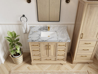 Charlotte White Oak 42 in. W x 22 in. D Single Sink Bathroom Vanity - Willow Bath and Vanity