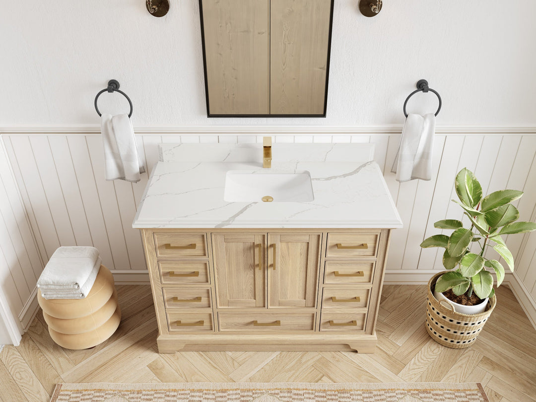 Charlotte White Oak 48 in. W x 22 in. D Single Sink Bathroom Vanity - Willow Bath and Vanity