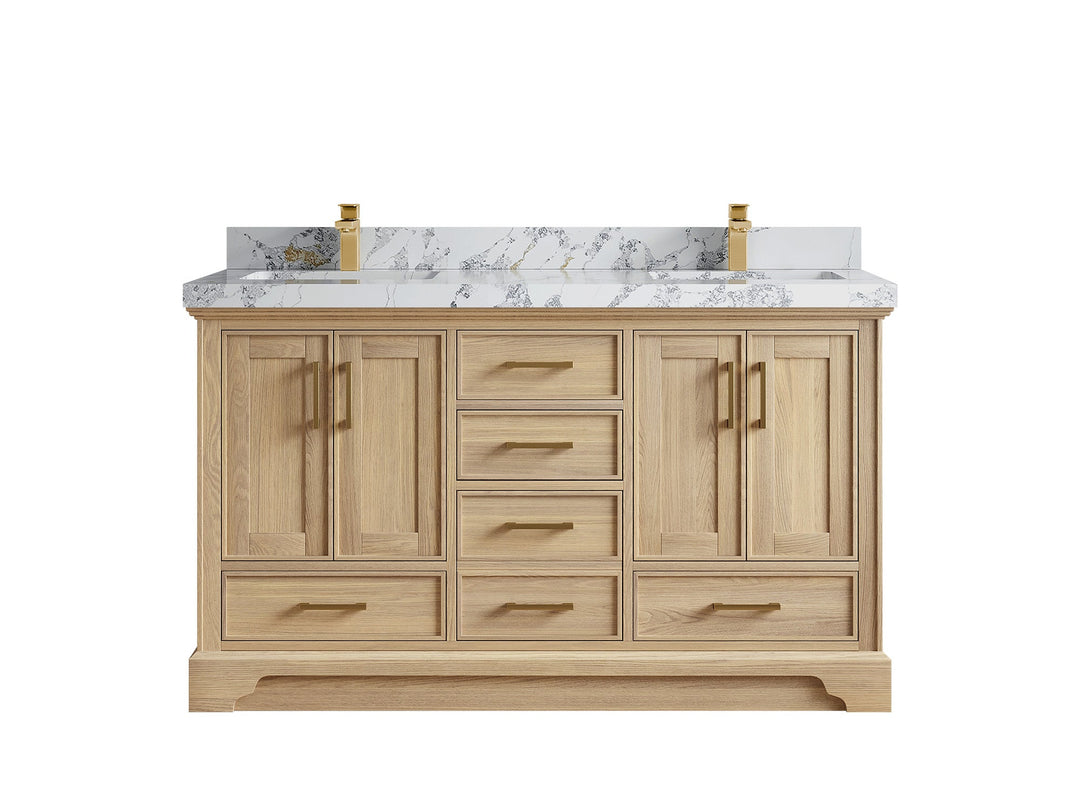 Charlotte White Oak 60 in. W x 22 in. D Double Sink Bathroom Vanity - Willow Bath and Vanity