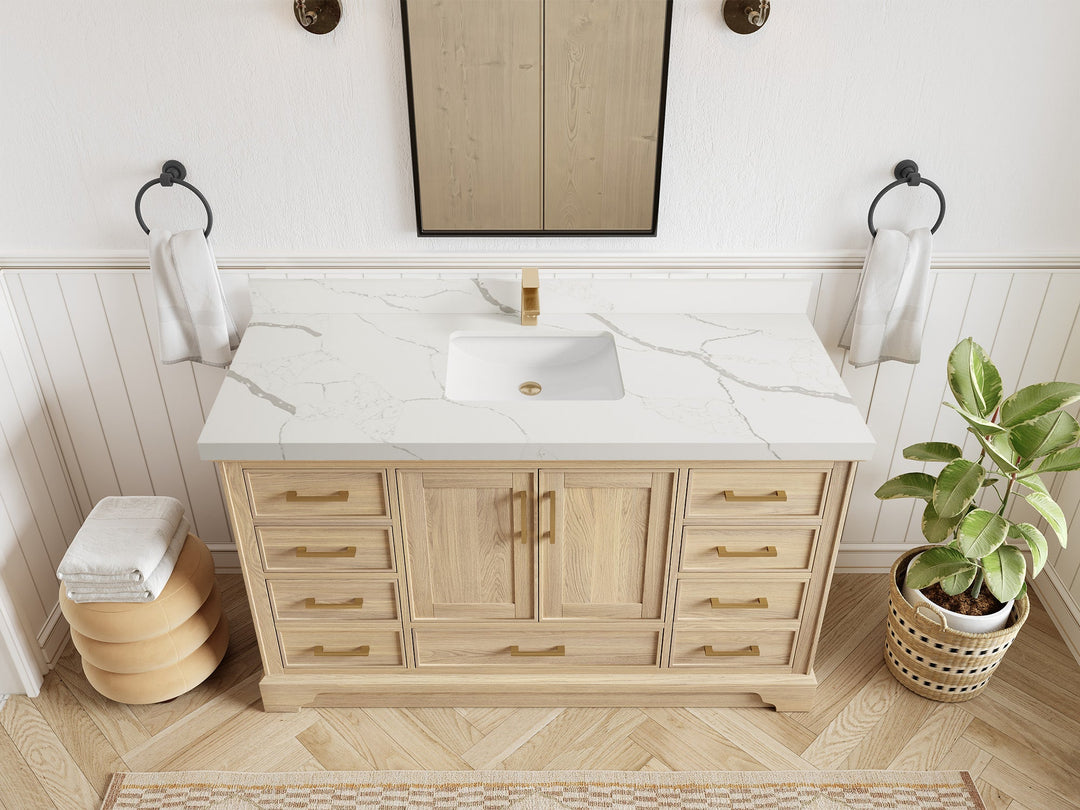 Charlotte White Oak 60 in. W x 22 in. D Single Sink Bathroom Vanity - Willow Bath and Vanity