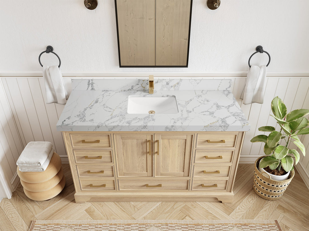 Charlotte White Oak 60 in. W x 22 in. D Single Sink Bathroom Vanity - Willow Bath and Vanity