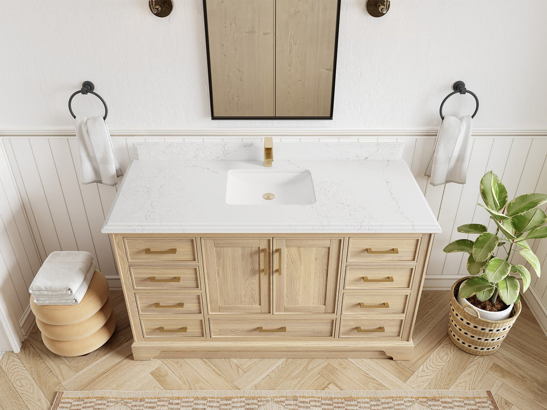 Charlotte White Oak 60 in. W x 22 in. D Single Sink Bathroom Vanity - Willow Bath and Vanity