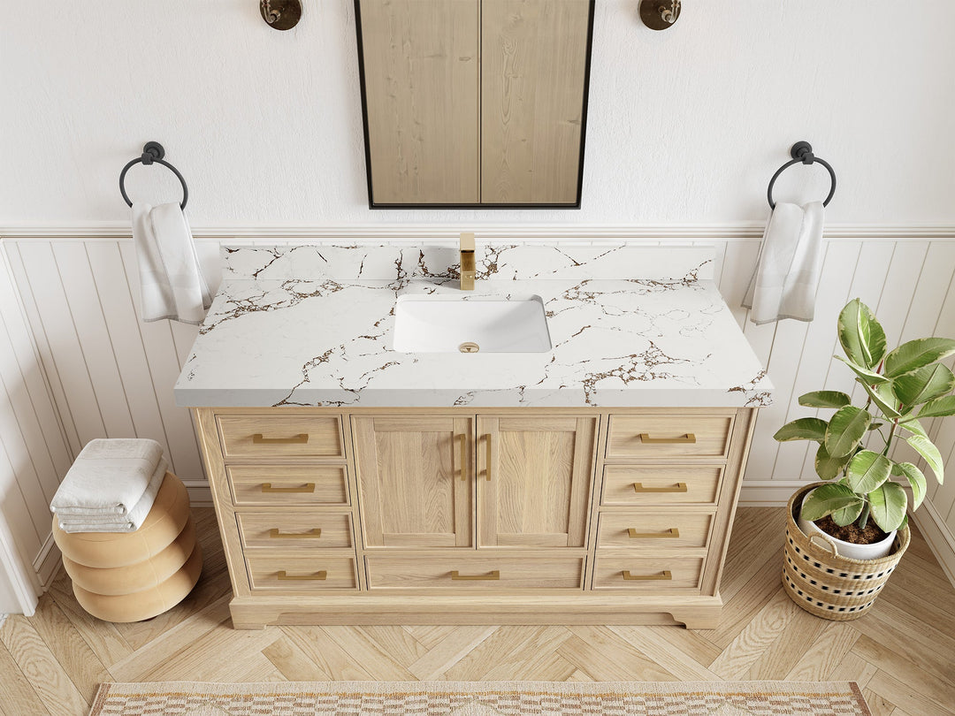 Charlotte White Oak 60 in. W x 22 in. D Single Sink Bathroom Vanity - Willow Bath and Vanity