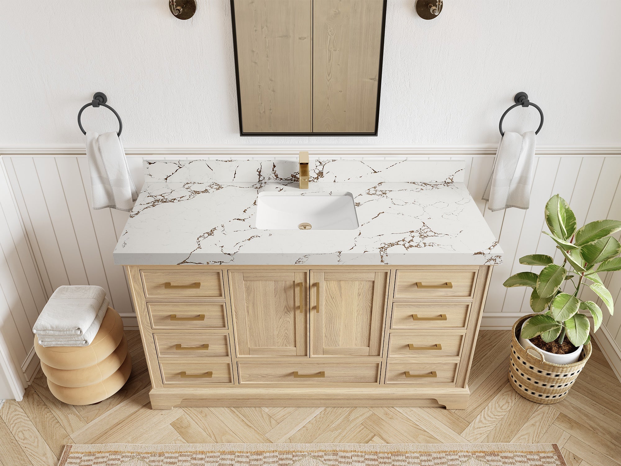 Charlotte White Oak 60 in. W x 22 in. D Single Sink Bathroom Vanity - Willow Bath and Vanity