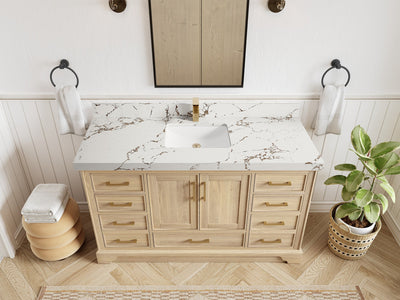 Charlotte White Oak 60 in. W x 22 in. D Single Sink Bathroom Vanity - Willow Bath and Vanity